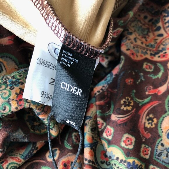 Cider Womens Floral Boho Patterned Pants Wide Leg‎ Pull-On Size 2XL Brown NWT - Picture 8 of 10